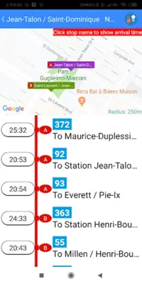 Montreal STM Bus Timetable android App screenshot 1